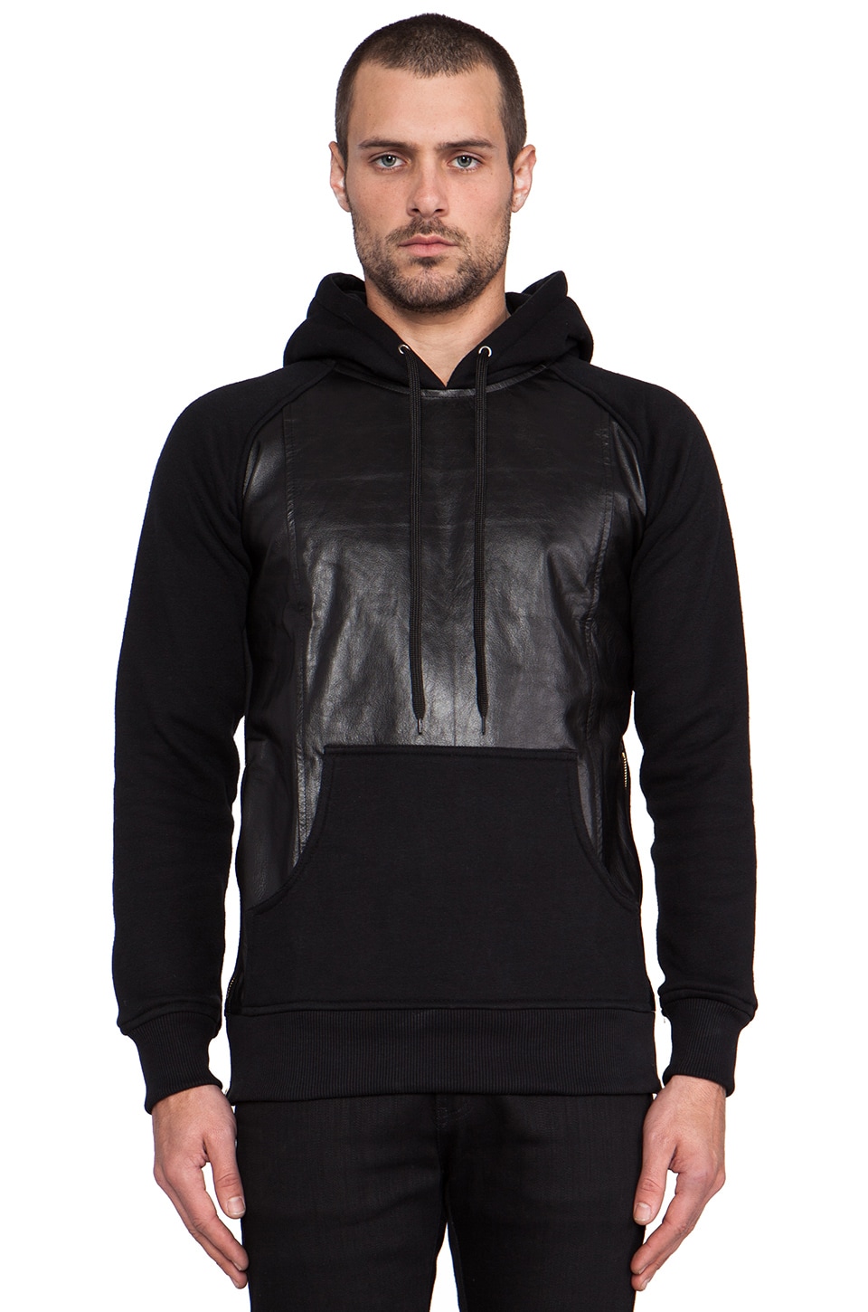 leather pullover hoodie