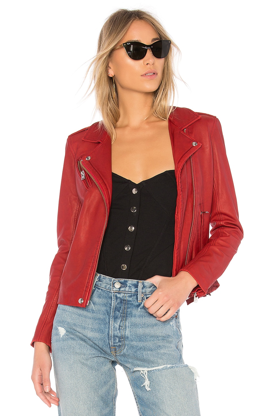 IRO Han Leather Jacket in Ruby | REVOLVE