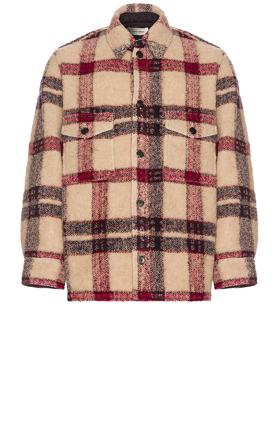 Isabel Marant Kervont Blanket Coat in Burgundy & Ecru
