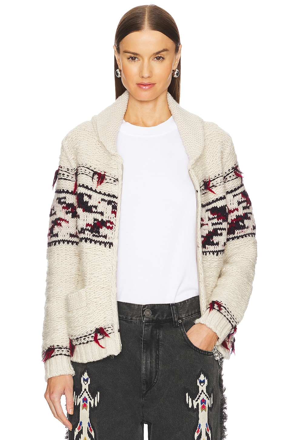 Isabel Marant Etoile GILET AVEC GLISSIÈRE THYLANZE en Ecru REVOLVE