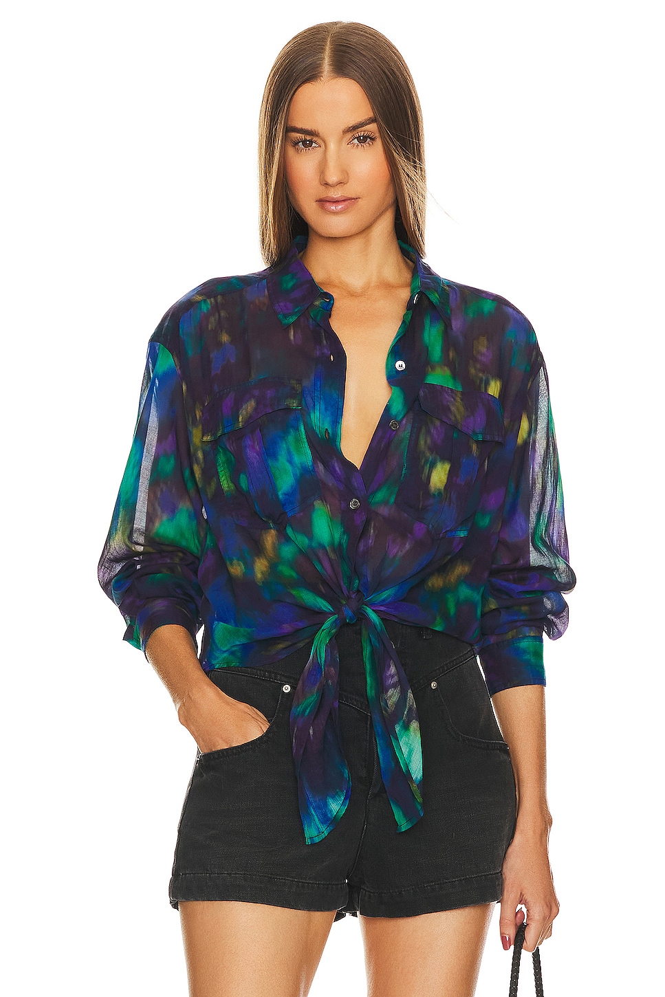 Isabel Marant Etoile Nath Top in Blue & Green | REVOLVE