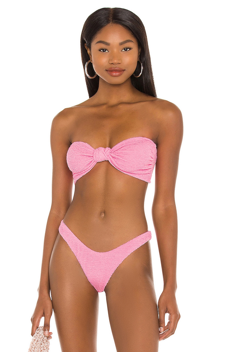 Riskeren Samuel Vies It's Now Cool The Knot Bandeau Bikini Top in Crinkle Pink | REVOLVE