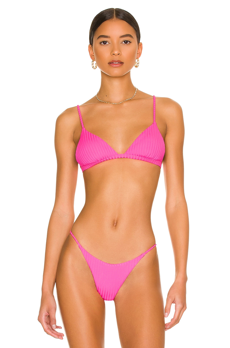 It's Now Cool The Bralette Bikini Top in Pop Pink Rib