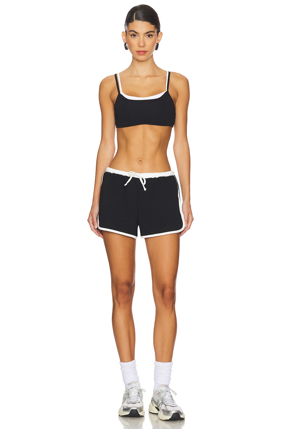 IVL Collective Scalloped Drawstring Short in Black & White | REVOLVE