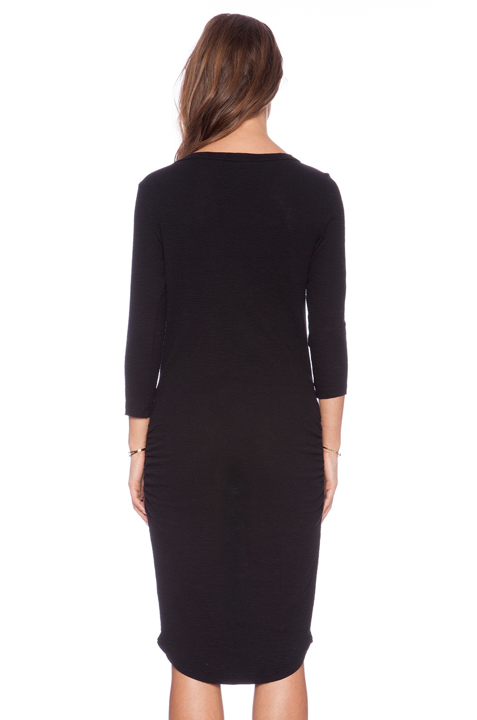 James Perse Thermal Henley Dress In Black Revolve
