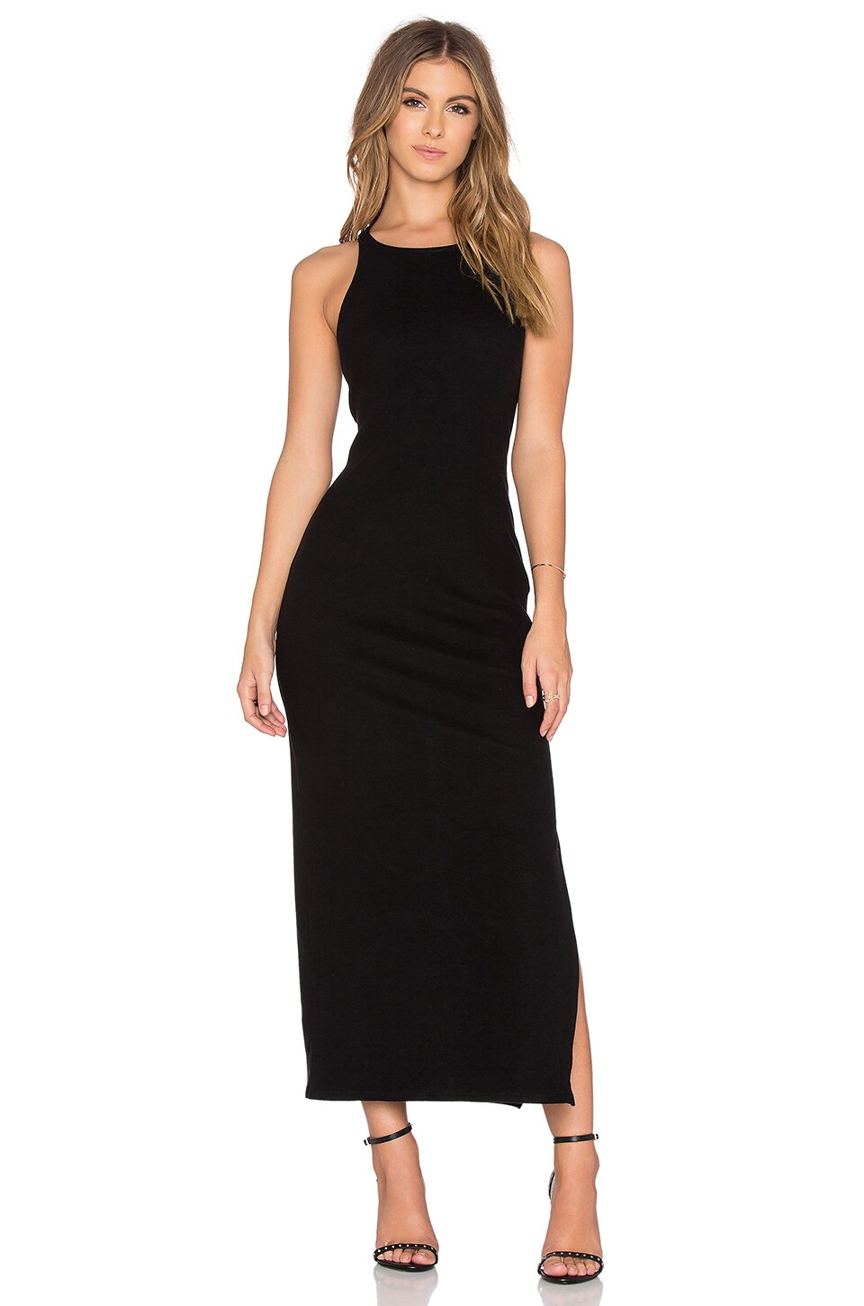 black side split dress