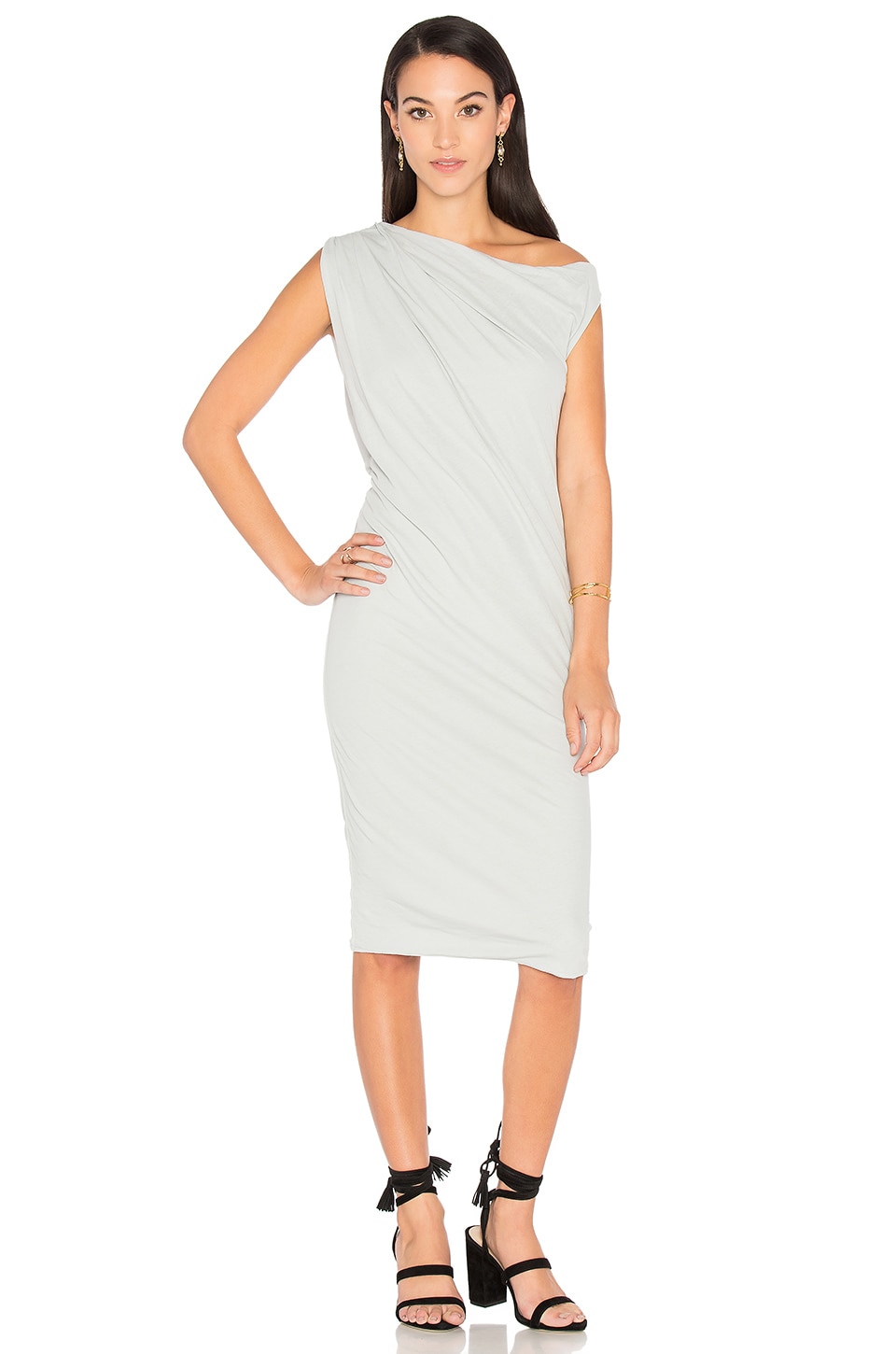 James Perse One Shoulder Draped Dress In Foam Revolve