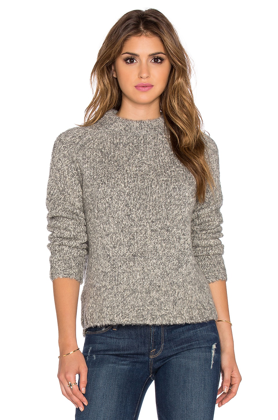 James Perse Stand Up Collar Sweater in Grey Melange | REVOLVE