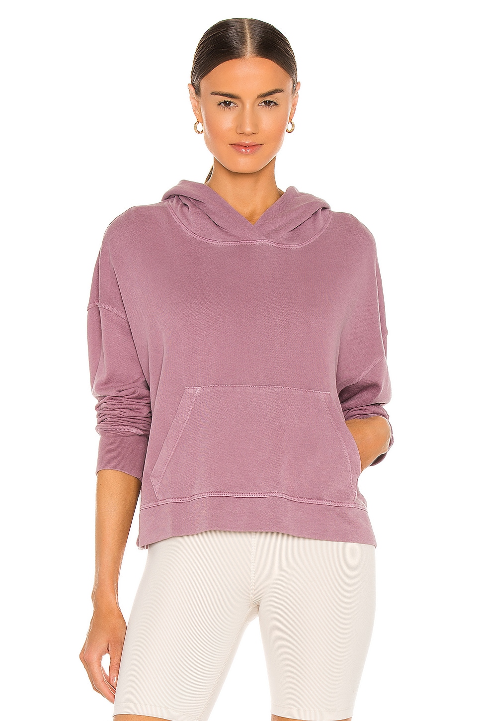 James Perse Relaxed Cropped Hoodie in Tyrian | REVOLVE