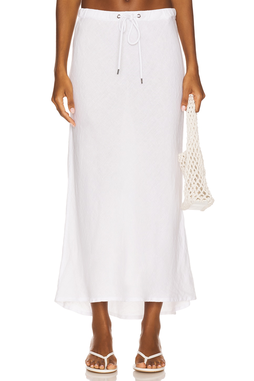 Bias Cut Linen Drawsting Skirt