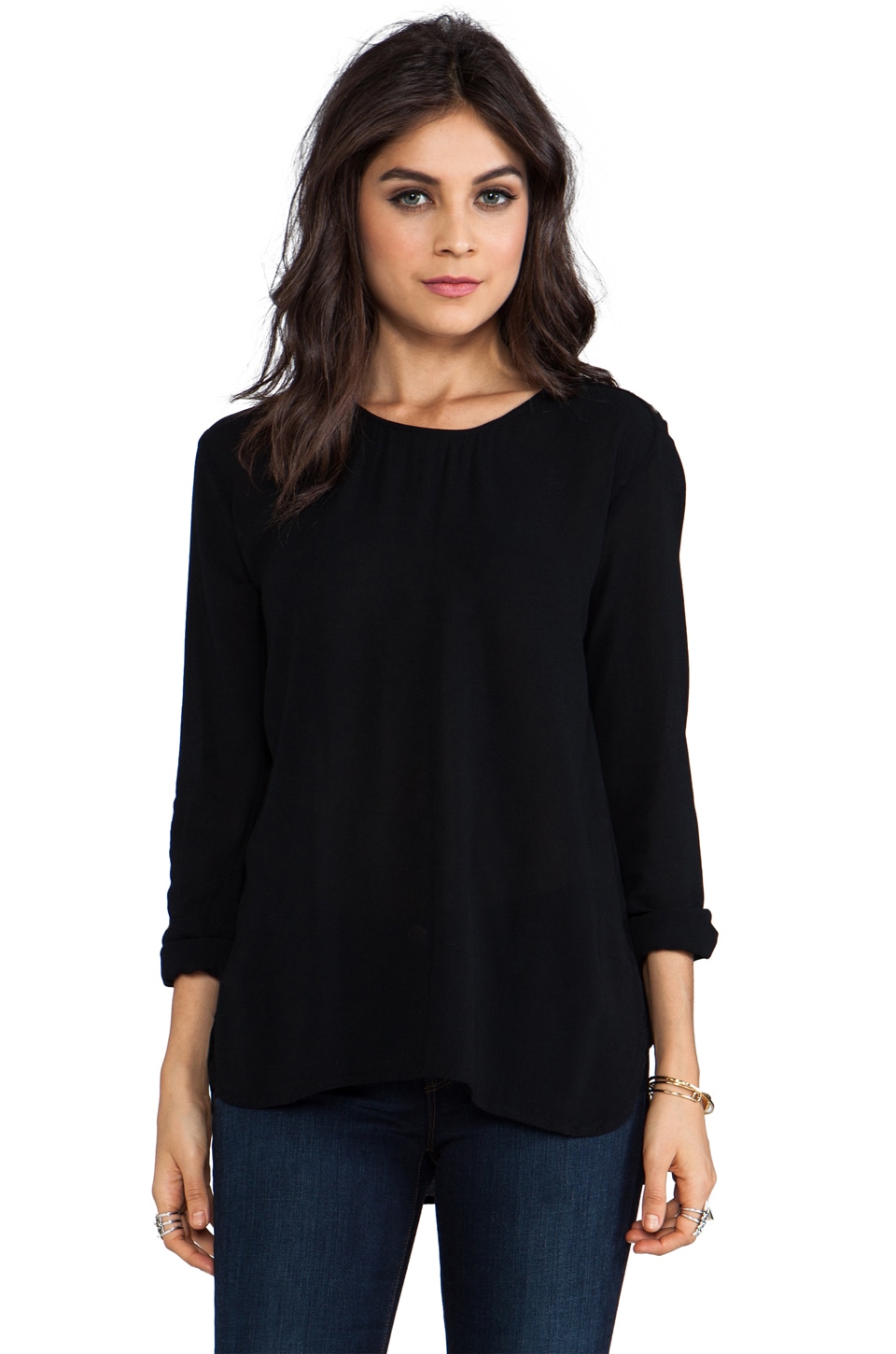 James Perse Button Shoulder Top in Black | REVOLVE