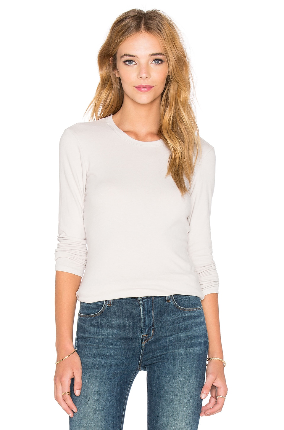 James Perse Brushed Jersey Long Sleeve Tee in Silver | REVOLVE