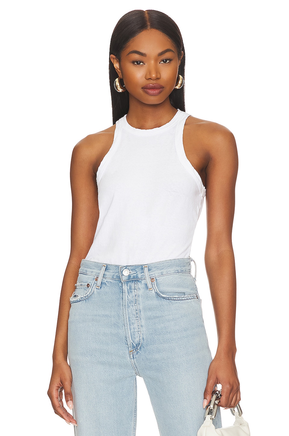 James Perse Cut Away Tank in White | REVOLVE
