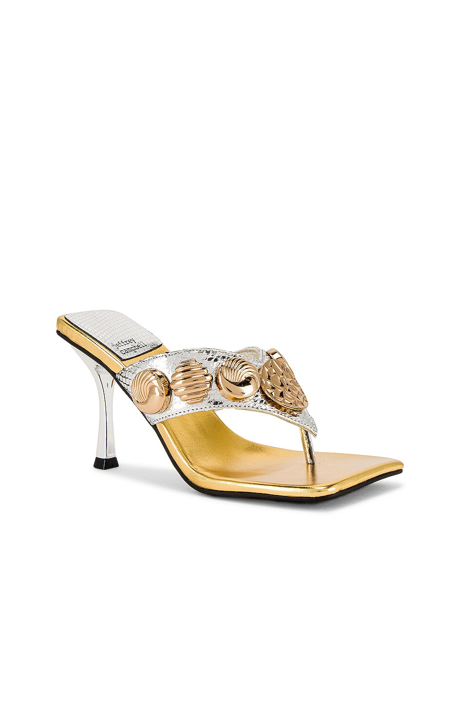 Jeffrey Campbell Sidora Sandal in Silver Snake Gold