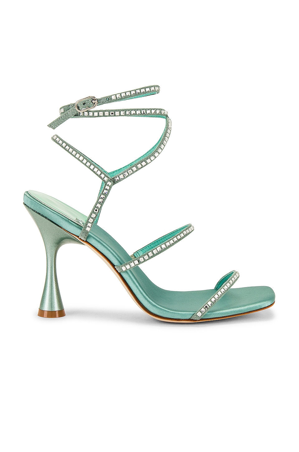 Jeffrey Campbell Glamorous Sandal in Turquoise Satin Silver | REVOLVE