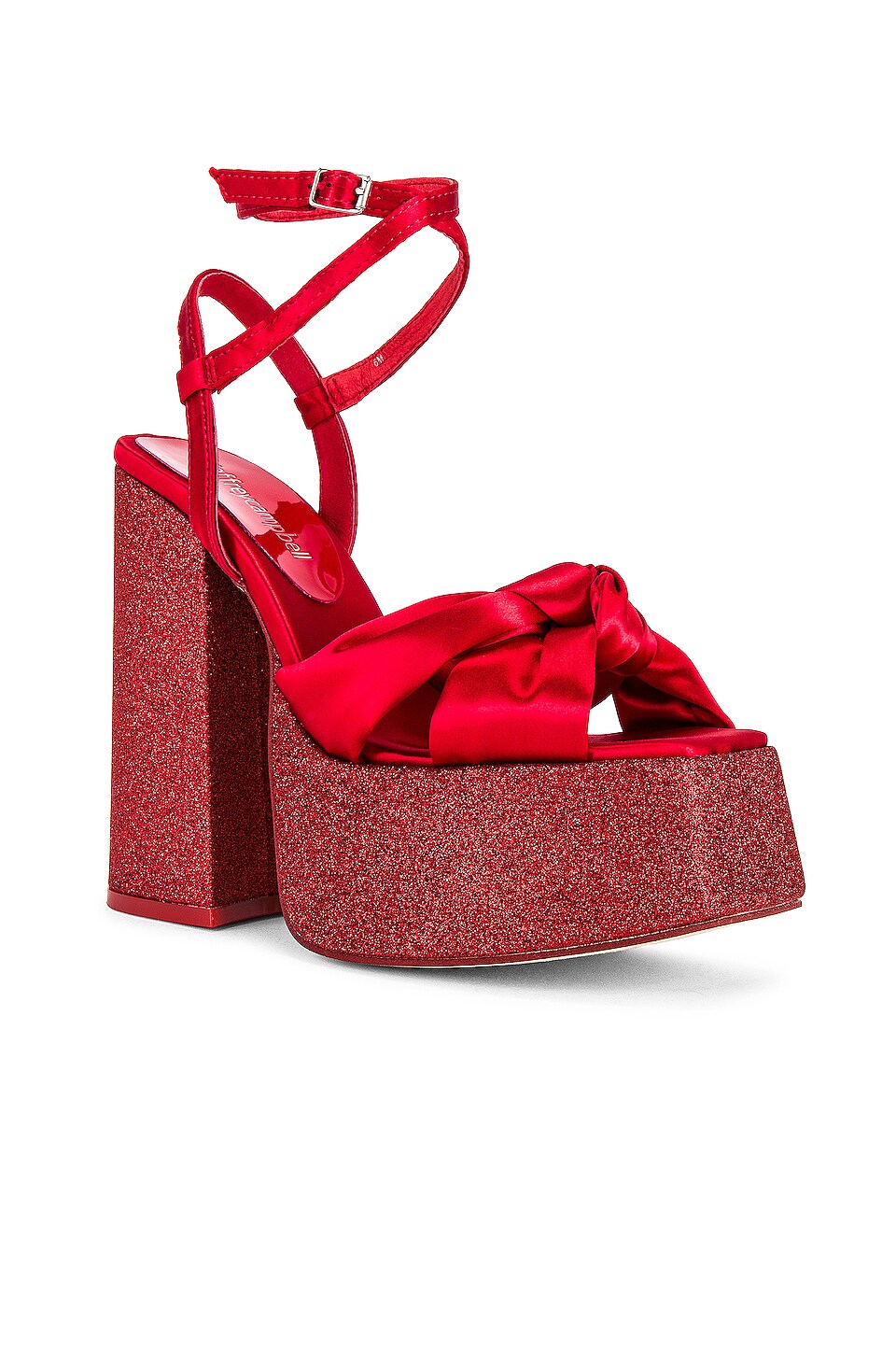 Jeffrey Campbell Seventies Platform Sandal in Red Satin Combo