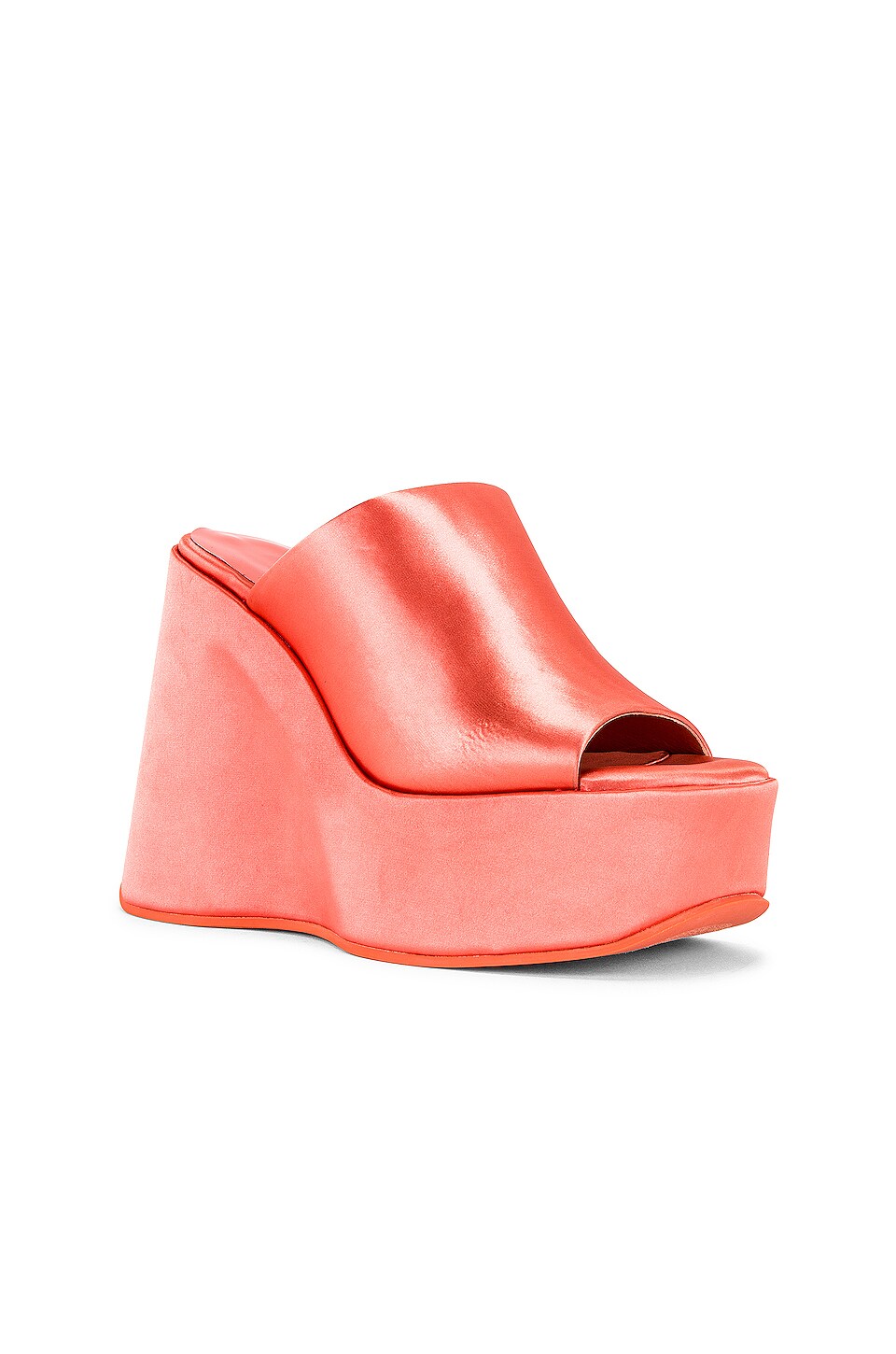 Jeffrey Campbell High-up Platform Mule in Coral Satin