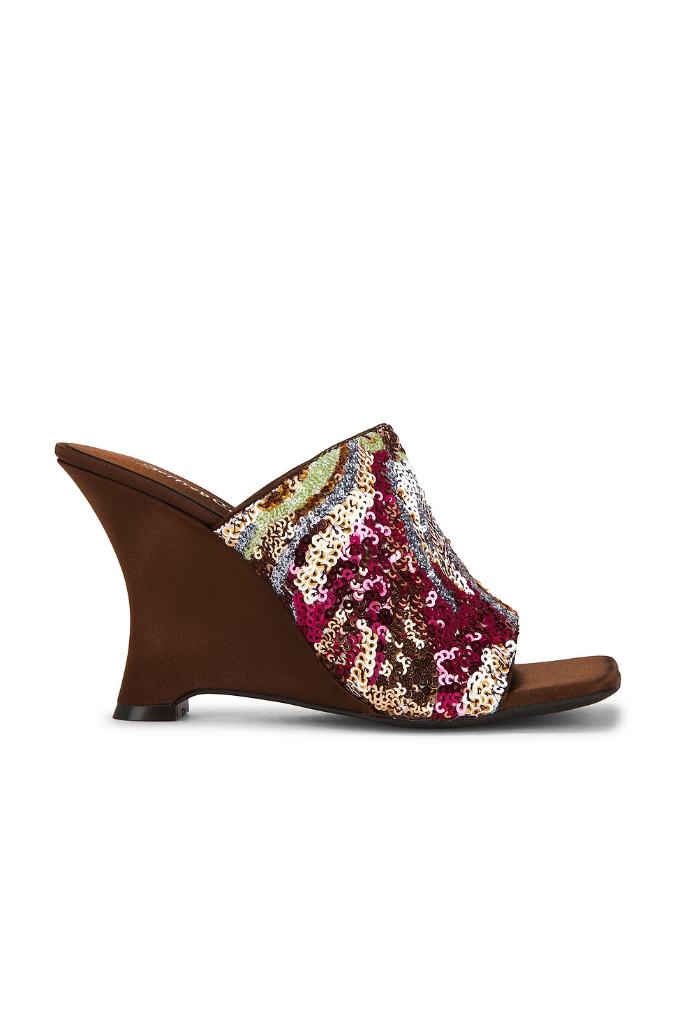 Jeffrey Campbell Aura Wedge Sandal in Brown Satin Combo | REVOLVE