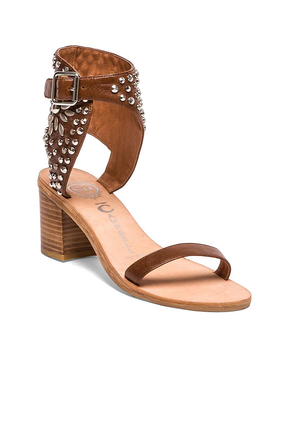 Jeffrey Campbell Des Moines Sandal in Tan & Silver