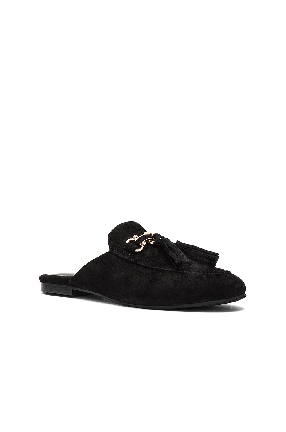 Jeffrey Campbell Apfel TSL Flat in Black Suede Gold