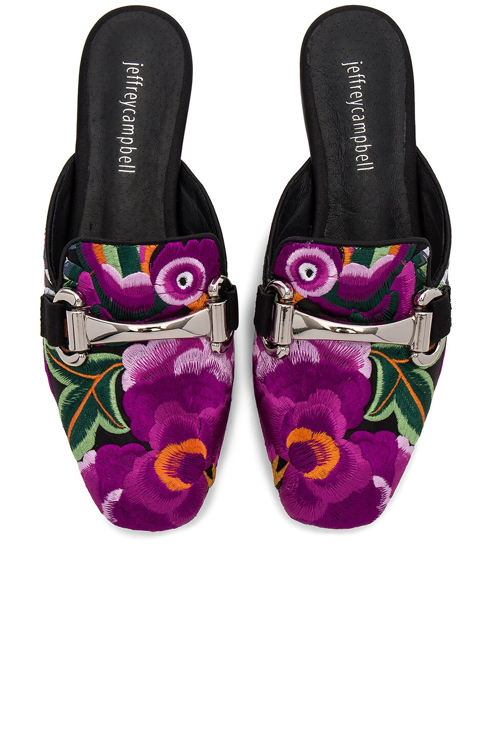 Jeffrey Campbell Ravis Slides in Purple Floral Silver REVOLVE