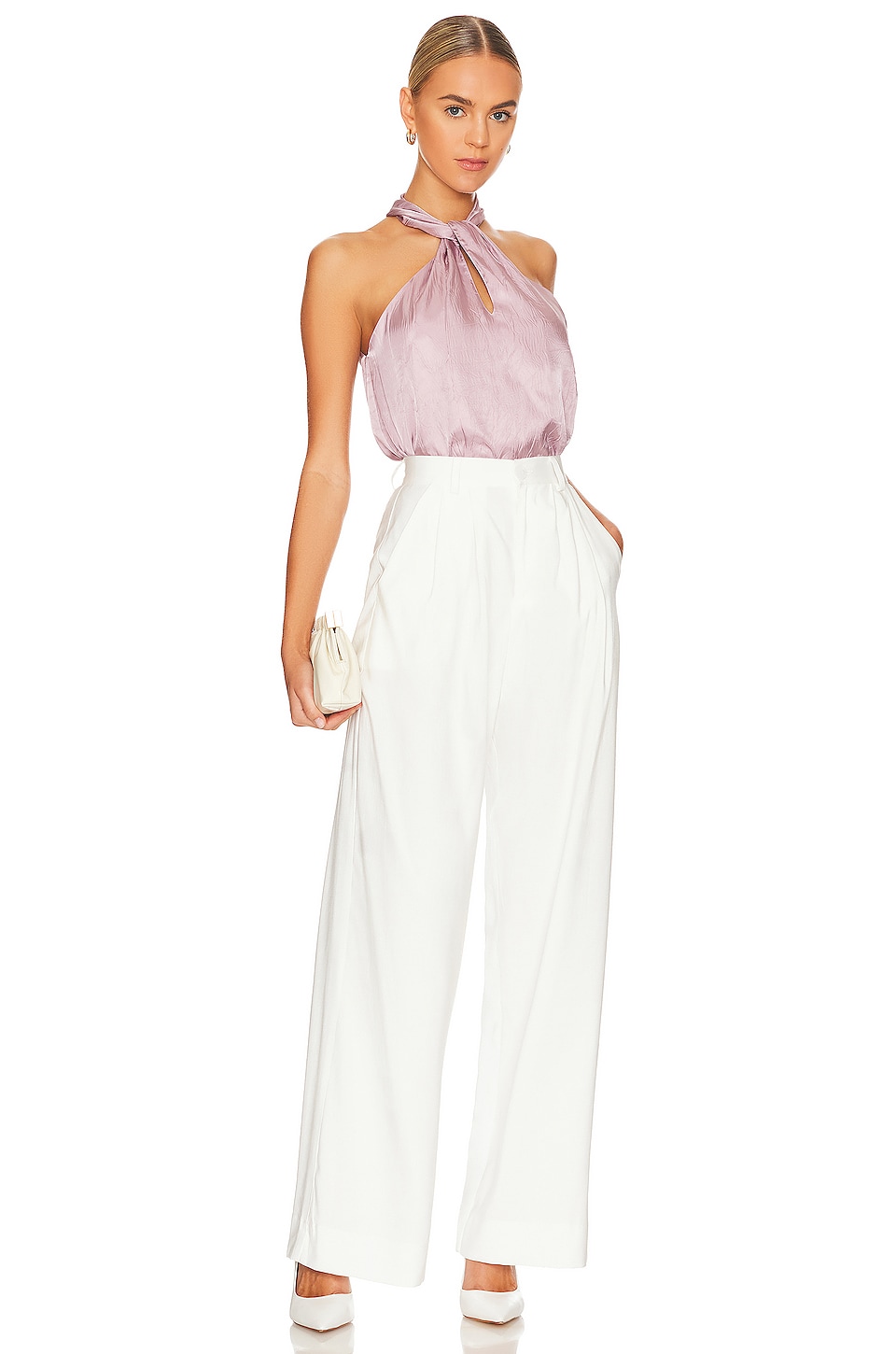 JONATHAN SIMKHAI STANDARD Katana Twist Front Halter Top thumbnail