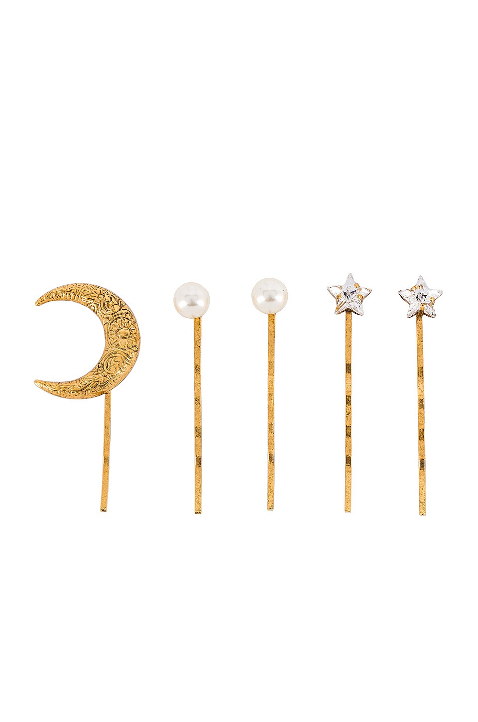 Jennifer Behr Oberon Bobby Pin Set in Crystal Antique Gold