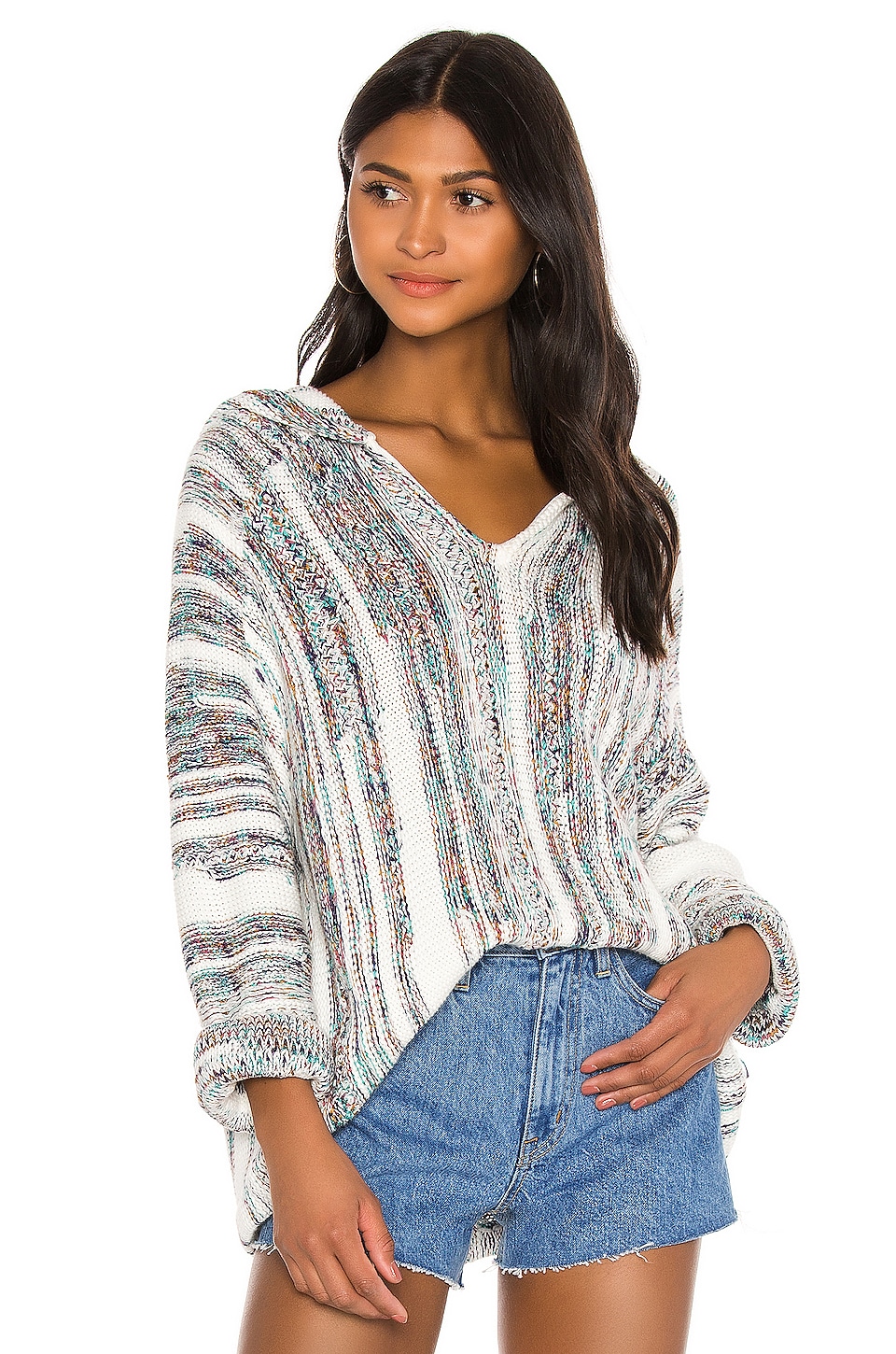 JOHN ELLIOTT Space Dye Poncho in White Multi REVOLVE