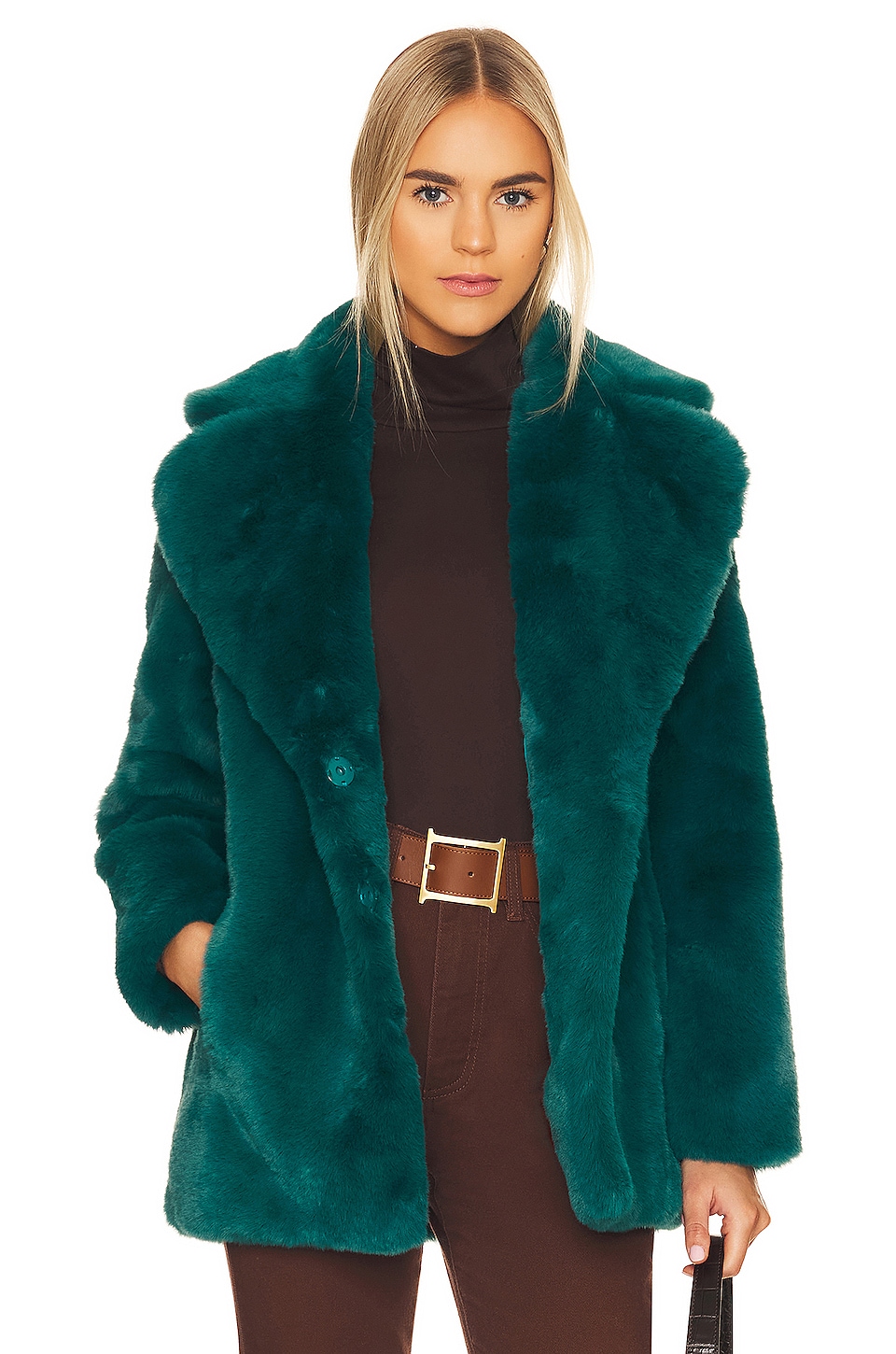 Jakke Heather Faux Fur Coat in Kingfisher | REVOLVE