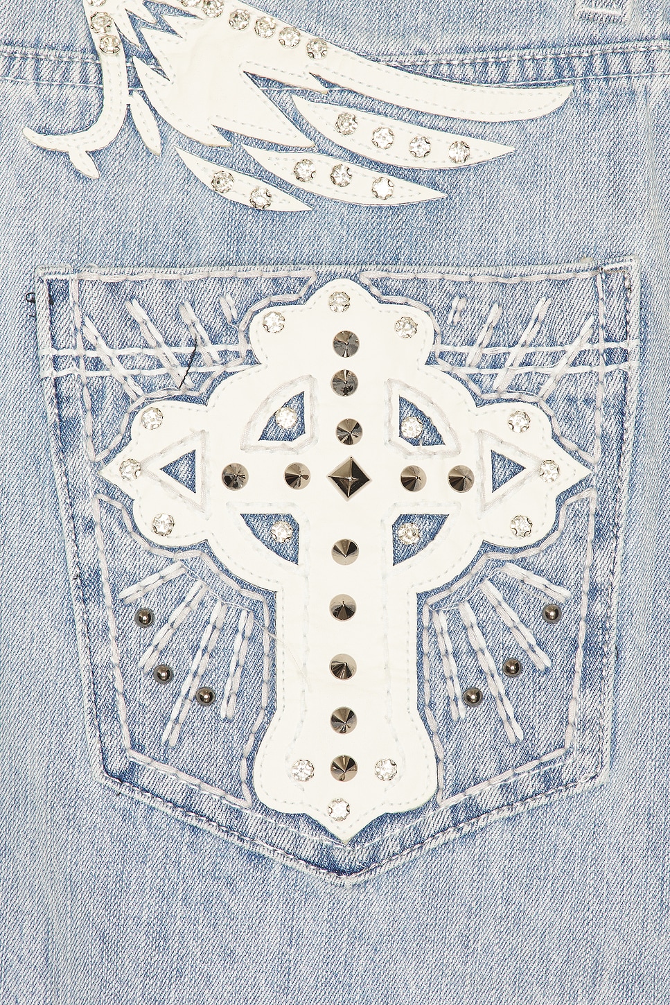 Jaded London Applique Cross XL Colossus Jeans in Blue | REVOLVE