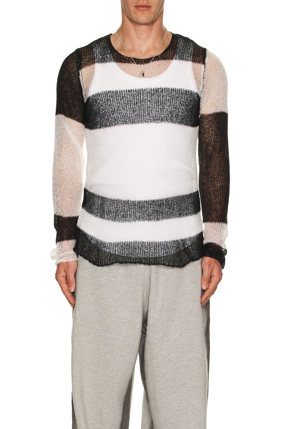 Jaded London Color Bloke Stripe Open Knit Sweater in White Jaded London Color Bloke Stripe Open Knit Sweater in White