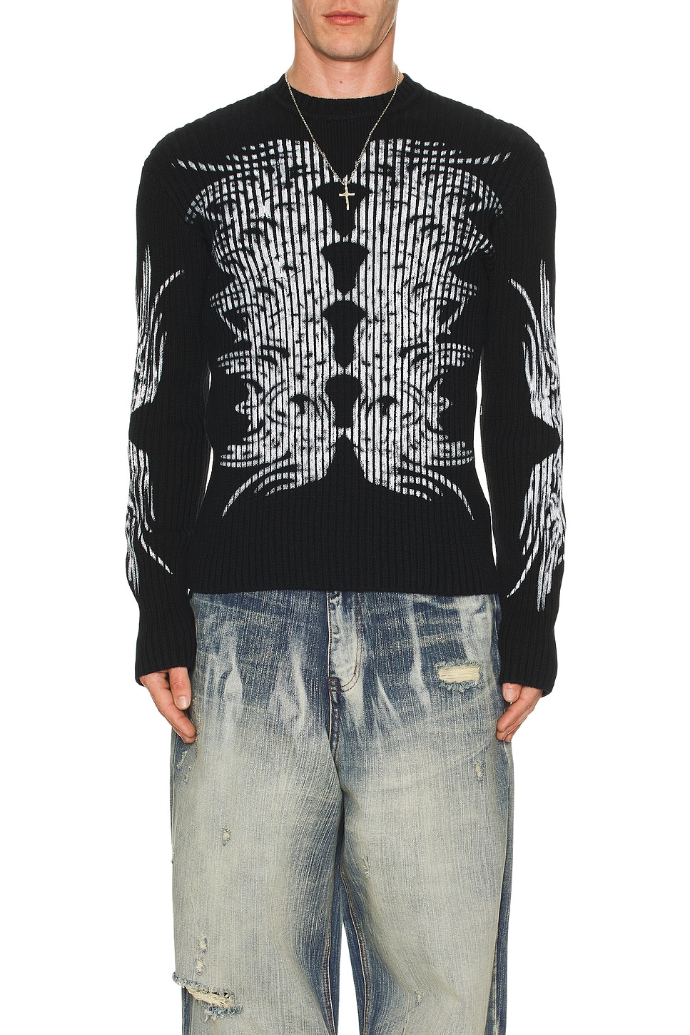 Jaded London Ribcage Knit Jumper ニット　ロンT Black Ribcage Knit Jumper | Jaded Man
