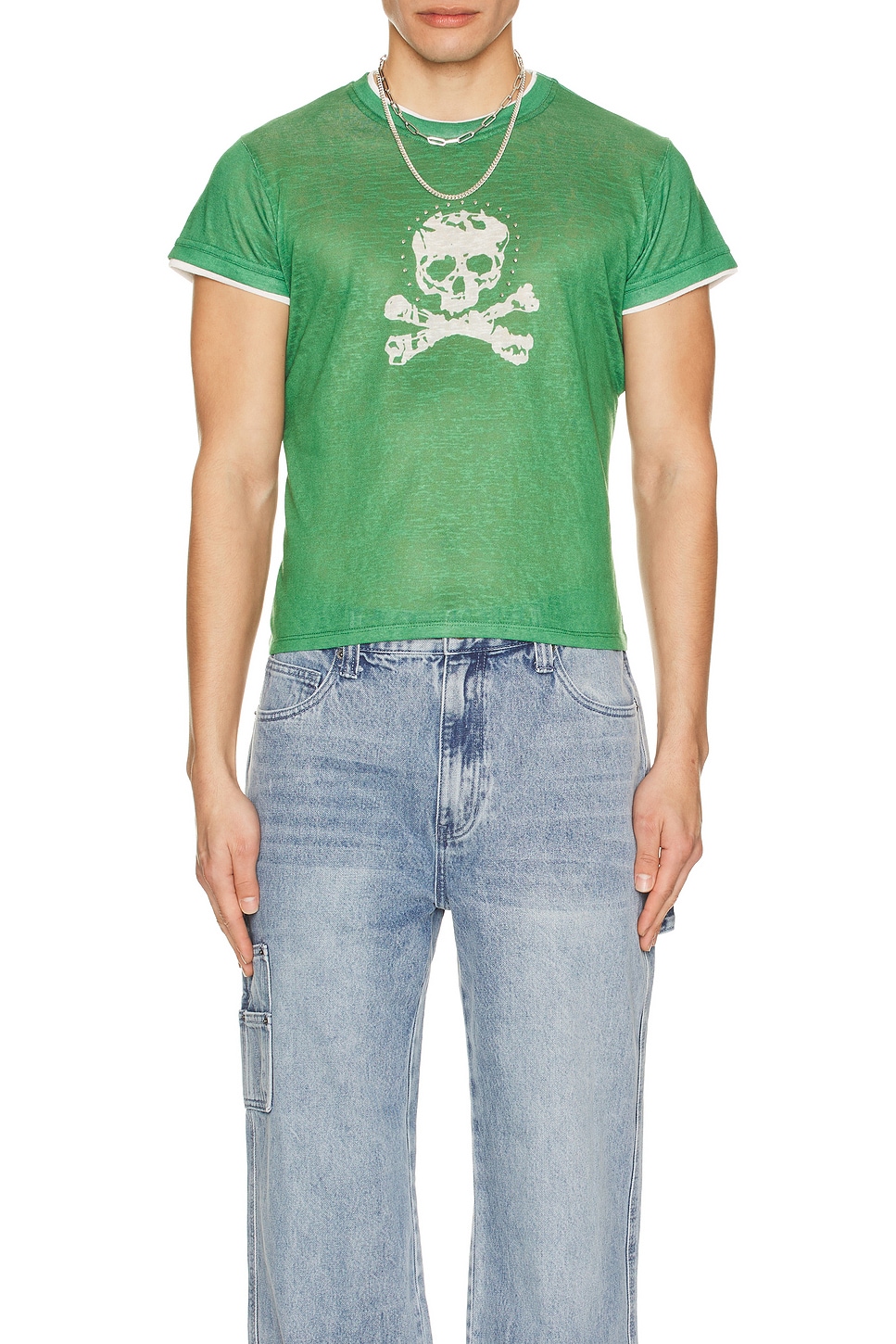 Jaded London Green Skull And Cross Bones T-Shirt in Green