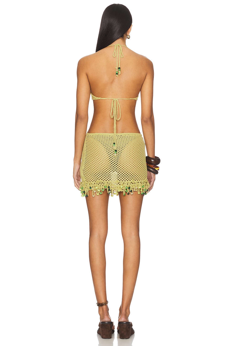 Crochet Bead Trim Mini Dress