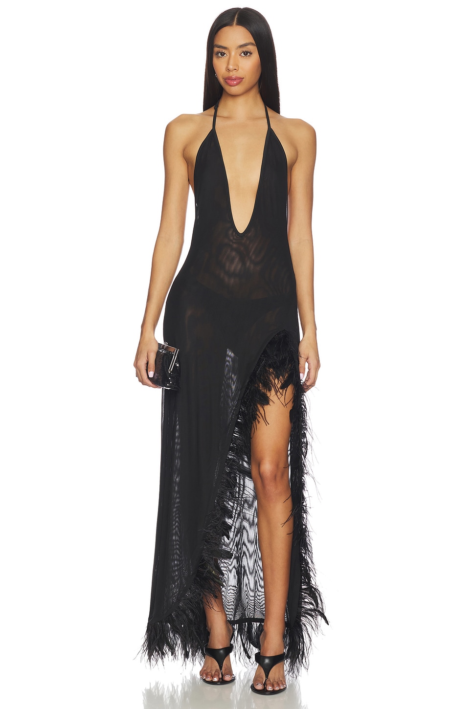 knee length dresses for ladies THE MOMENT MESH FEATHER MAXI DRESS – AKIRA