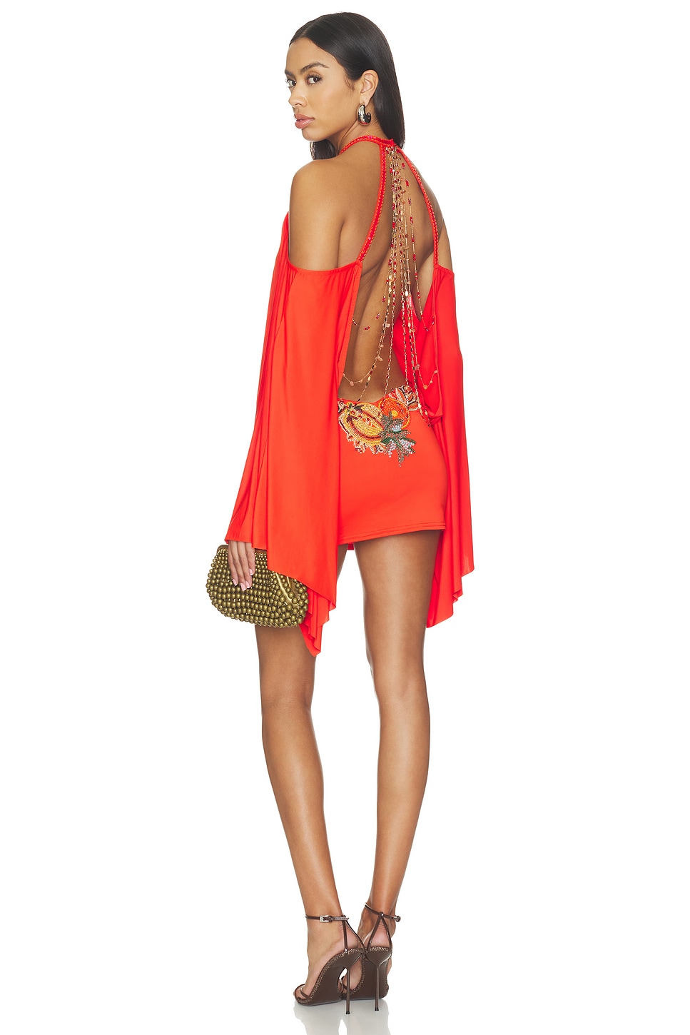 Beaded Tropical Batwing Dress