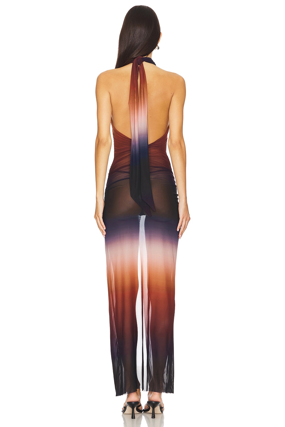 Jaded London Knotted Halterneck Maxi Dress in Ombre Multi