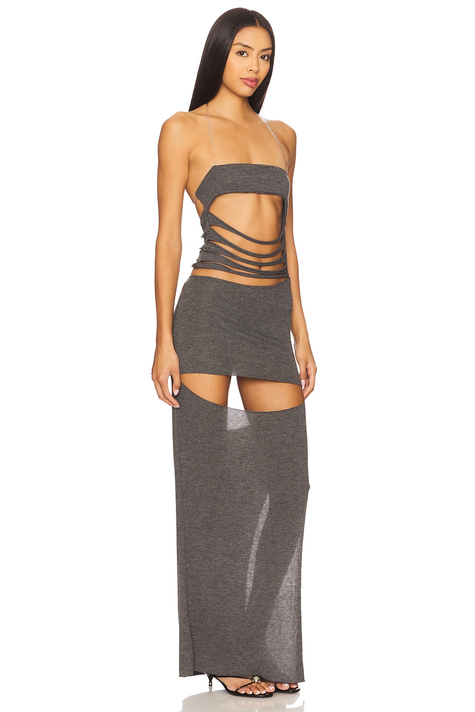 Slashed Jersey Maxi Dress - Thumbnail 3