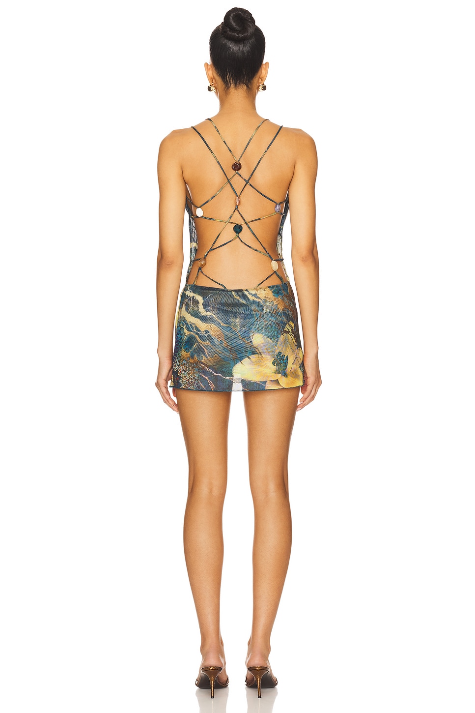 Strappy Back Printed Plunge Dress