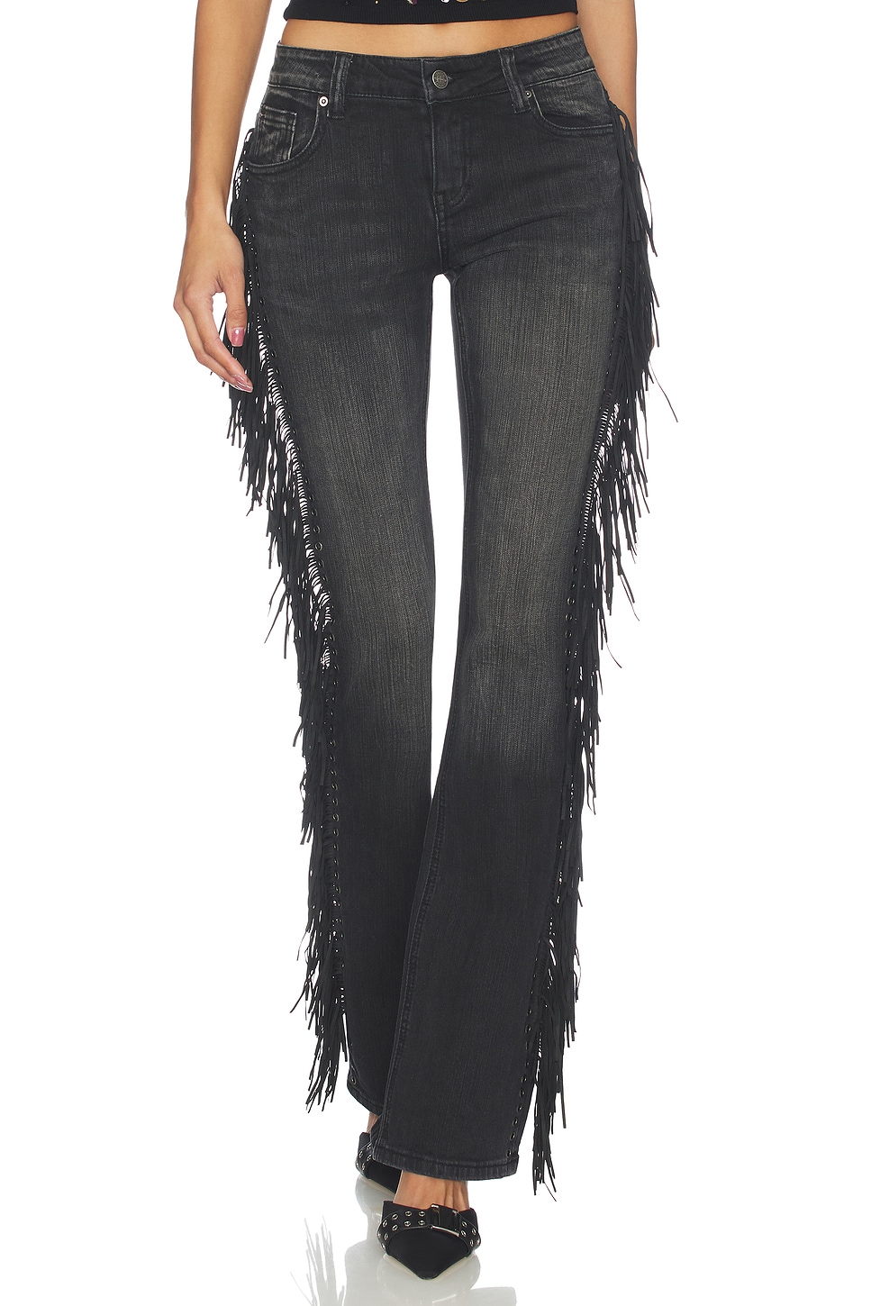 鳥*頭様 Jaded London Washed Black Razor Jea Jaded London Fringe Bootcut Jean in Black Wash | REVOLVE