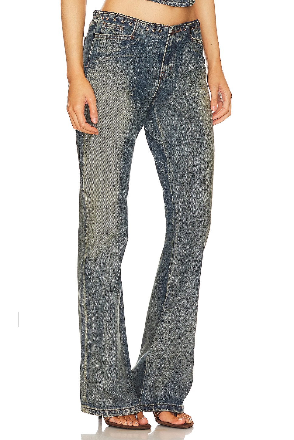 Whipstitch Low Rise Straight Jeans - thumbnail 3