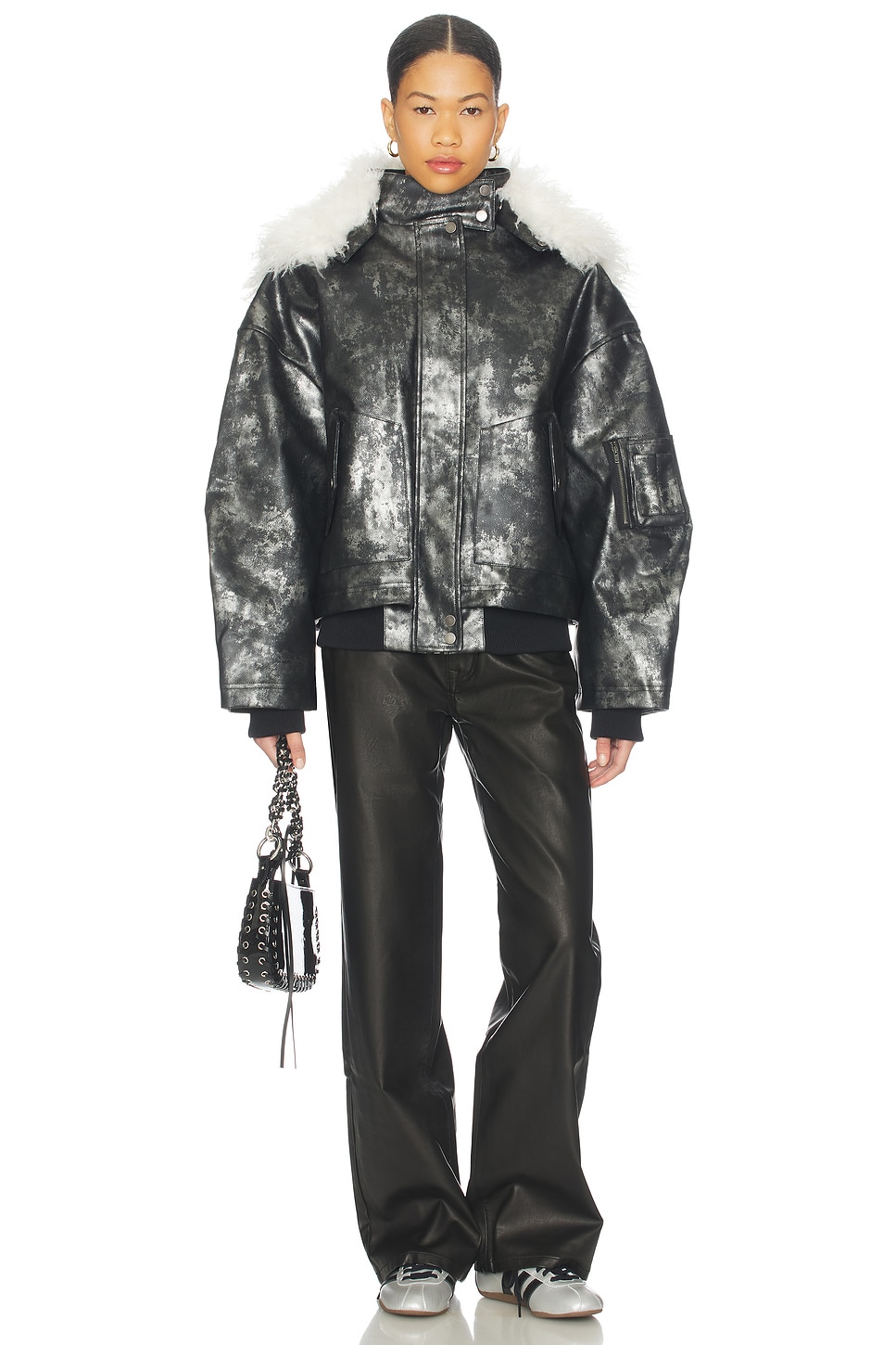 Jaded London Xl Faux Fur Collar Bomber Jacket in Multi | REVOLVE