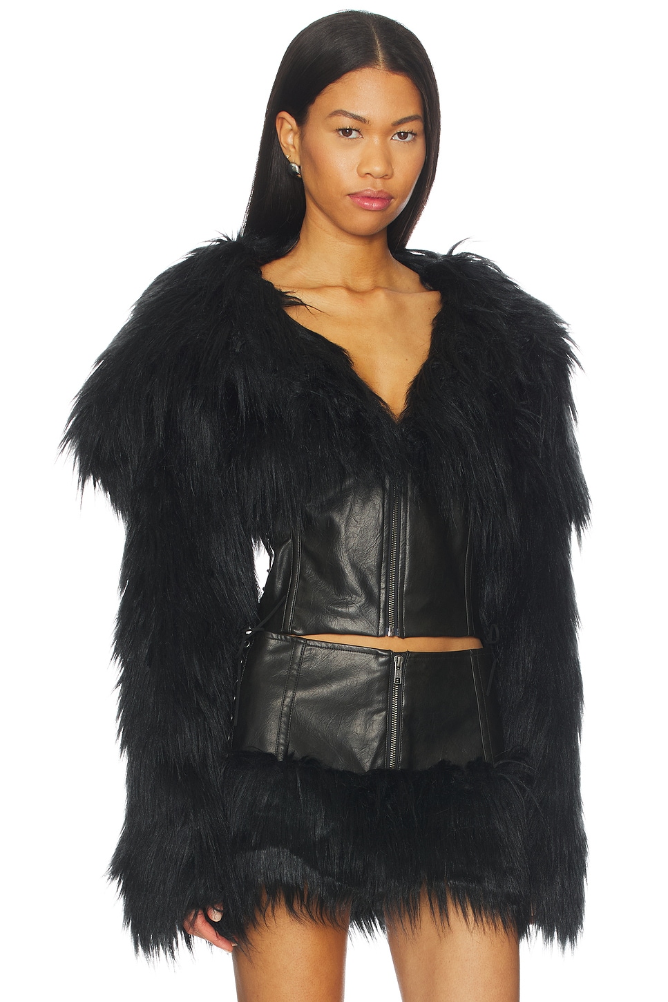 Faux Fur Cropped Jacket - thumbnail 3
