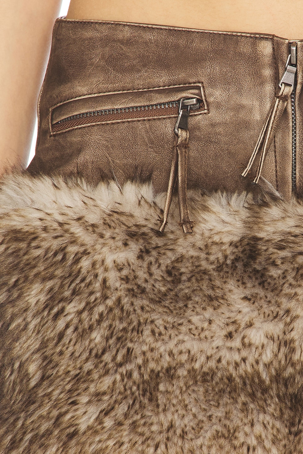 Pu Faux Fur Mini Skirt
