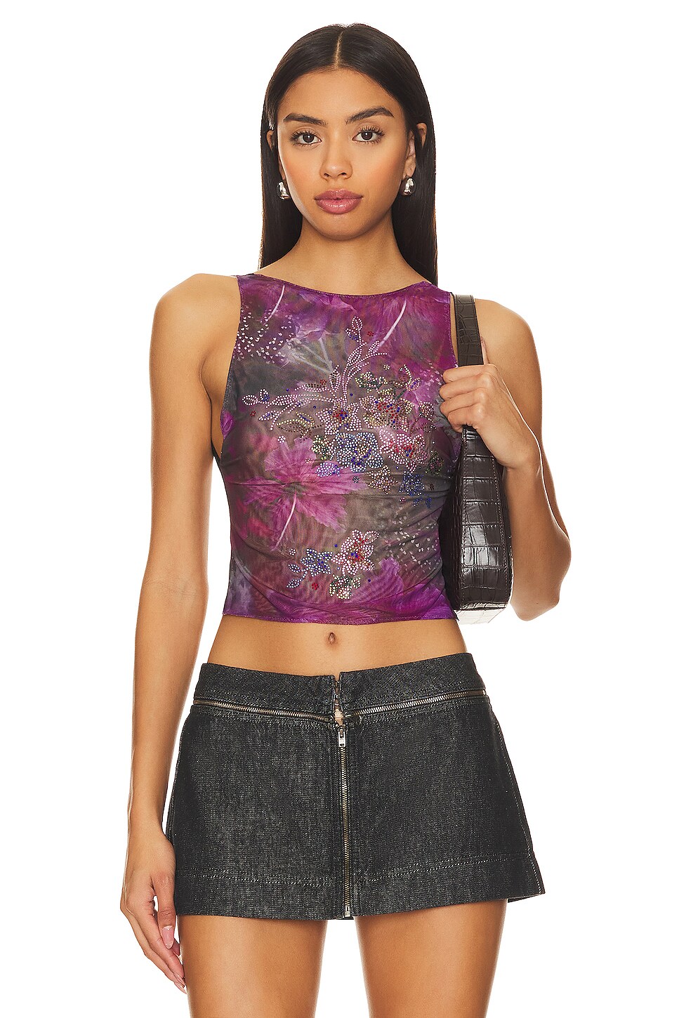 Backless Hotfix Mesh Top