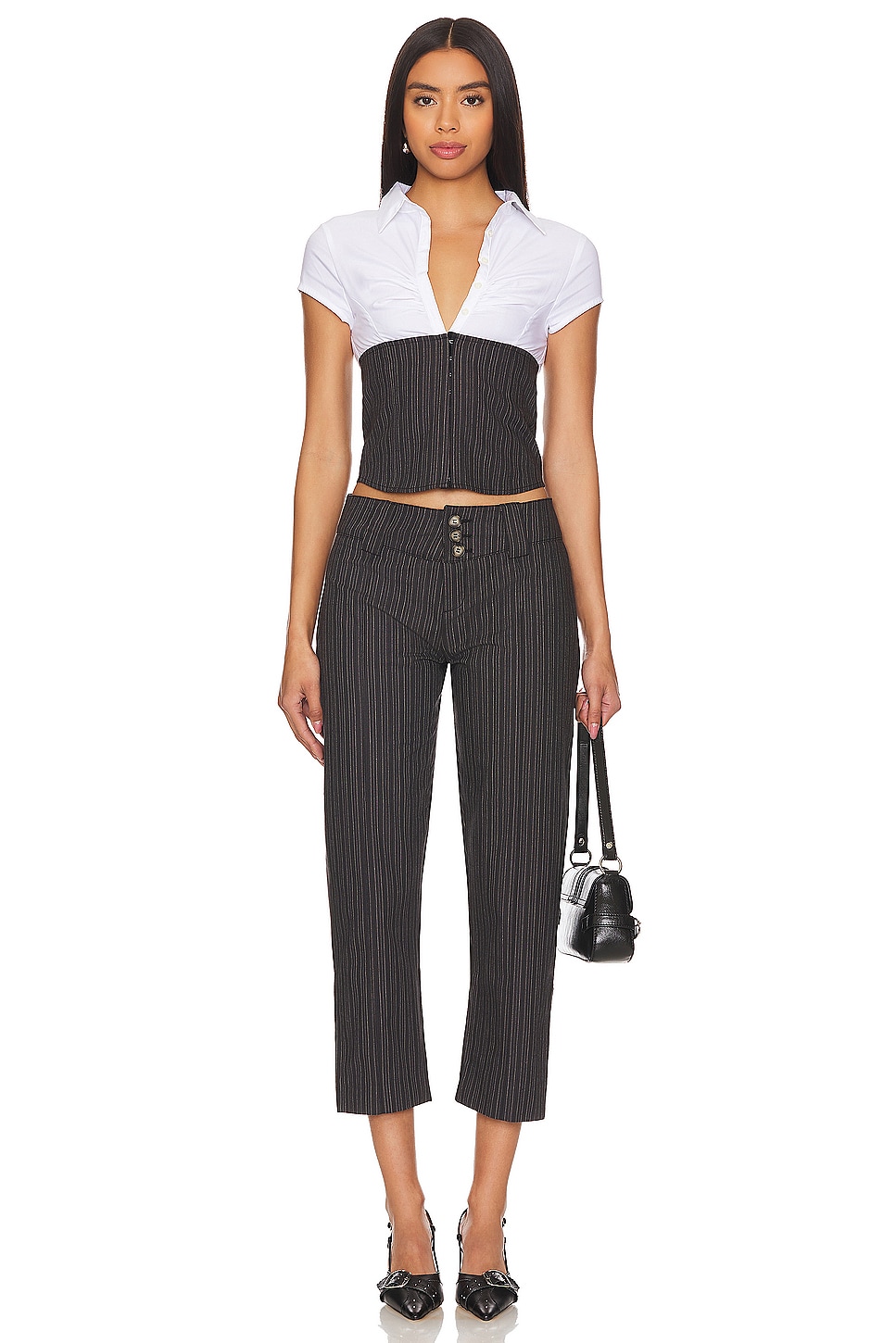 Jaded London Corset Shirt in Black & White | REVOLVE