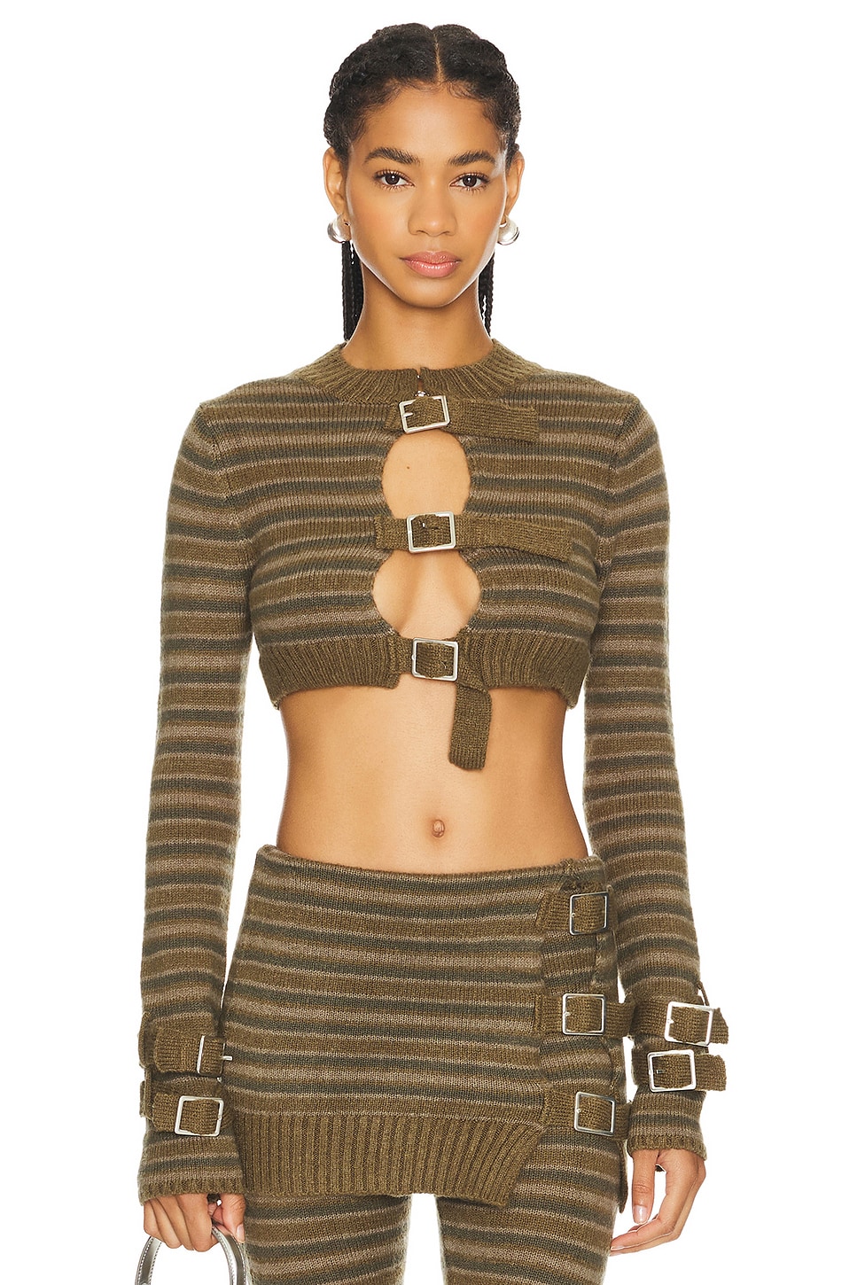 Cropped Knitted Stripe Top
