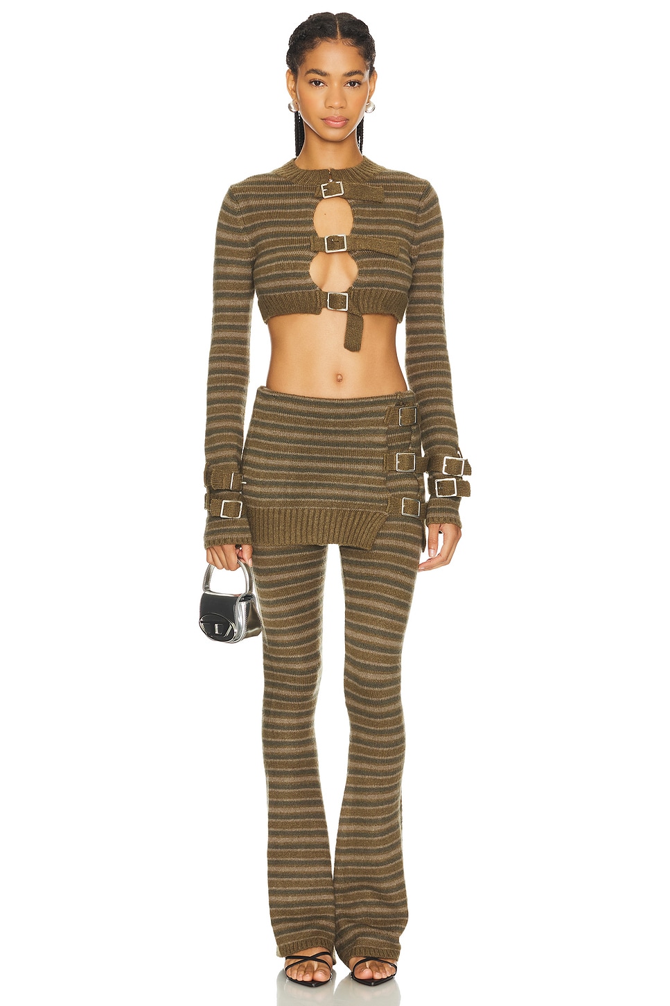 Cropped Knitted Stripe Top