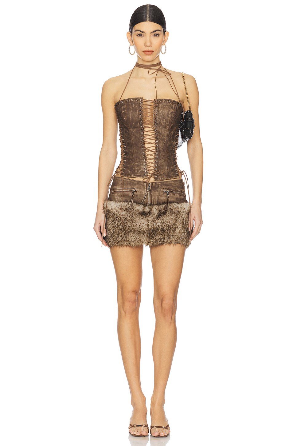 Odile Faux Suede Lace Up Corset