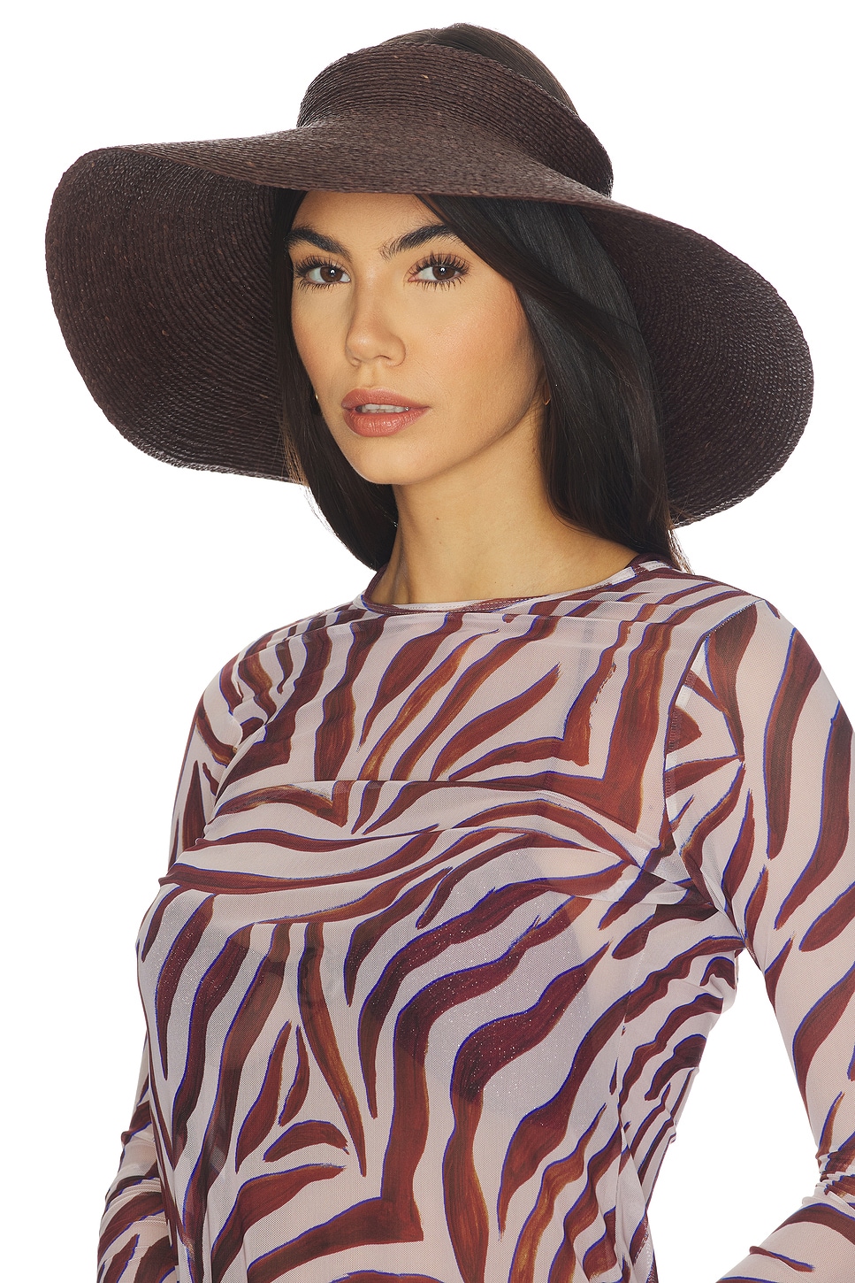 Janessa Leone Birdie Visor in Chocolate | REVOLVE display picture 3